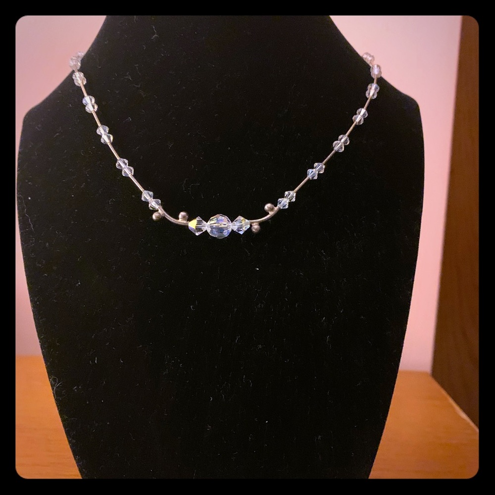 Handmade crystal on sterling necklace w/earrings